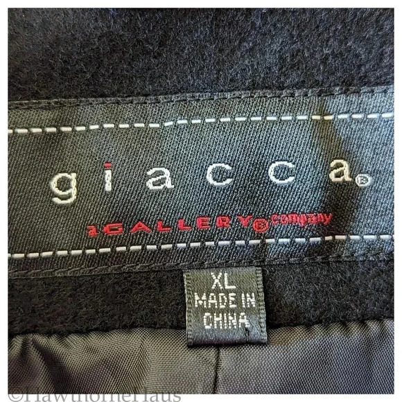GIACCA Black Double Breasted Peacoat Size XL Wool Blend Heavyweight Lined - Picture 7 of 9